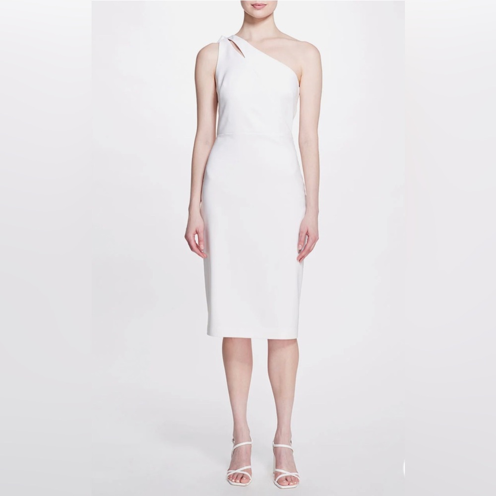 MARCHESA NOTTE  white one shoulder with bow dress NWT